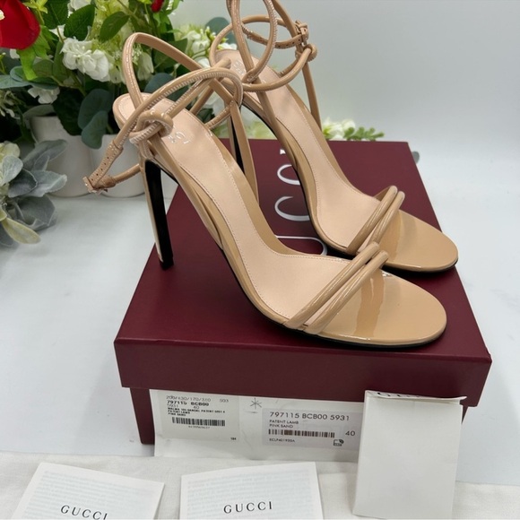 Christian Louboutin Shoes - Women’s Gucci, patent leather nude strap sandals size 40 made in Italy